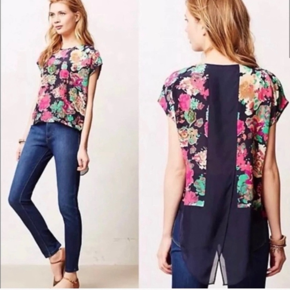 Maeve by Anthropologie silk floral blouse size 4